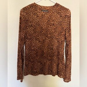 I.N.C. International Concepts Cheetah Print Mesh Long Sleeve Top